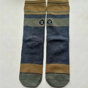 lululemon athletica Men's Multi-Striped Socks - Blue, Gray, and Tan
